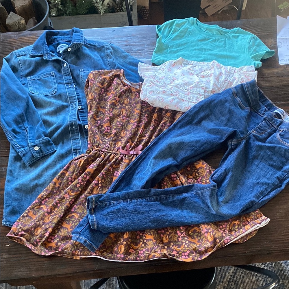 Girls 7/8 Clothing Bundle jeans denim dress tops dress